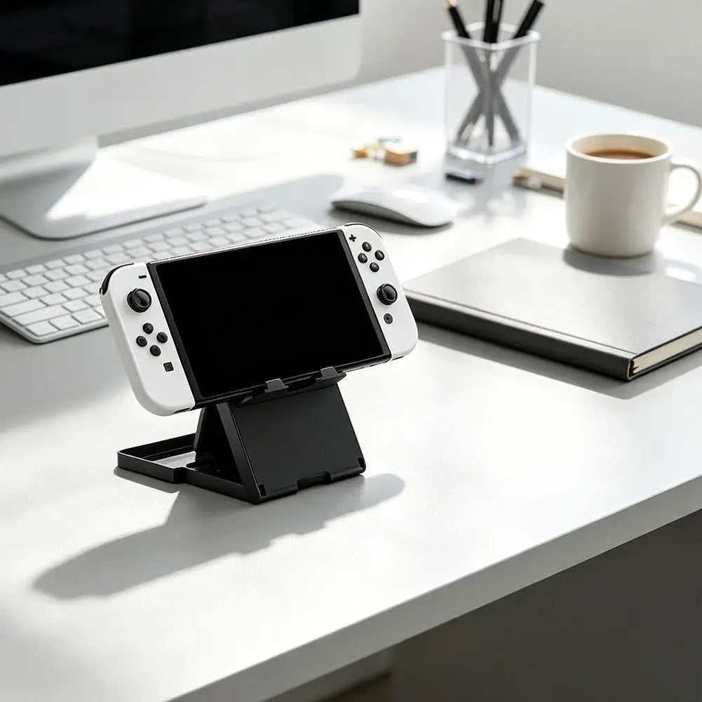 Foldable Stand for Nintendo Switch 2 OLED Lite 4-Level Adjustable Holder with 5 Game Card Slots Charging Port
