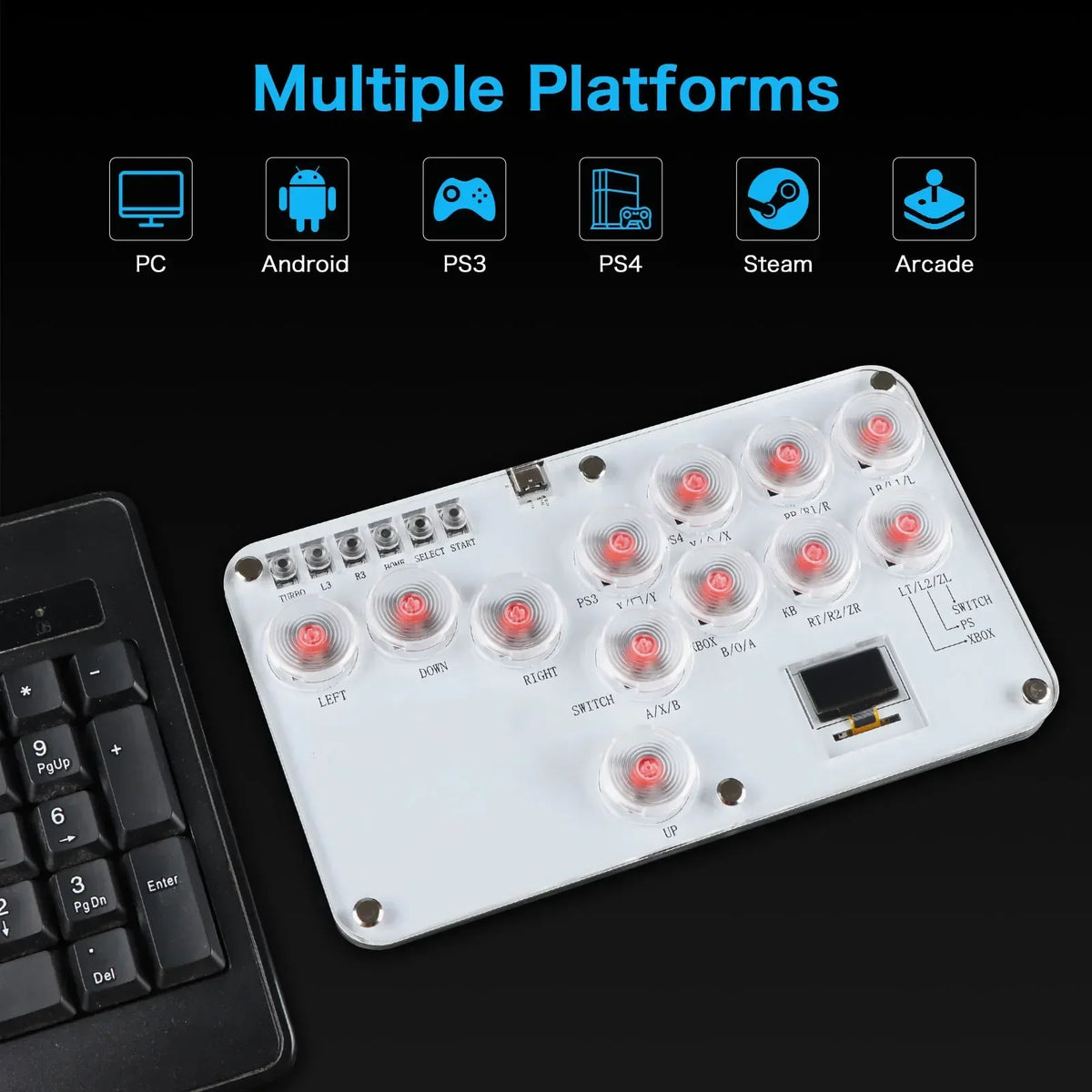 RGB Hitbox Arcade Fightstick Leverless Controller PS4/PS5/Switch