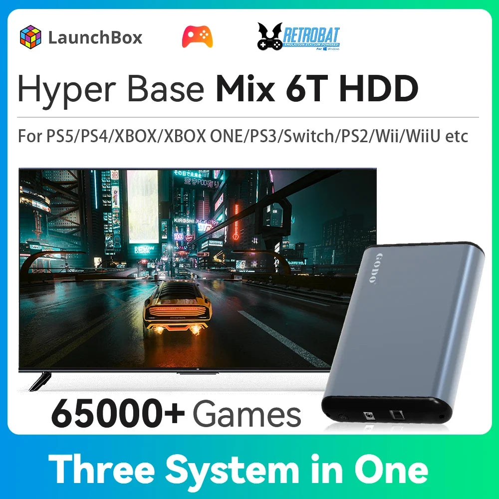 Hyper Base Mix 6TB Game HDD with 65000+ Games for Windows PC