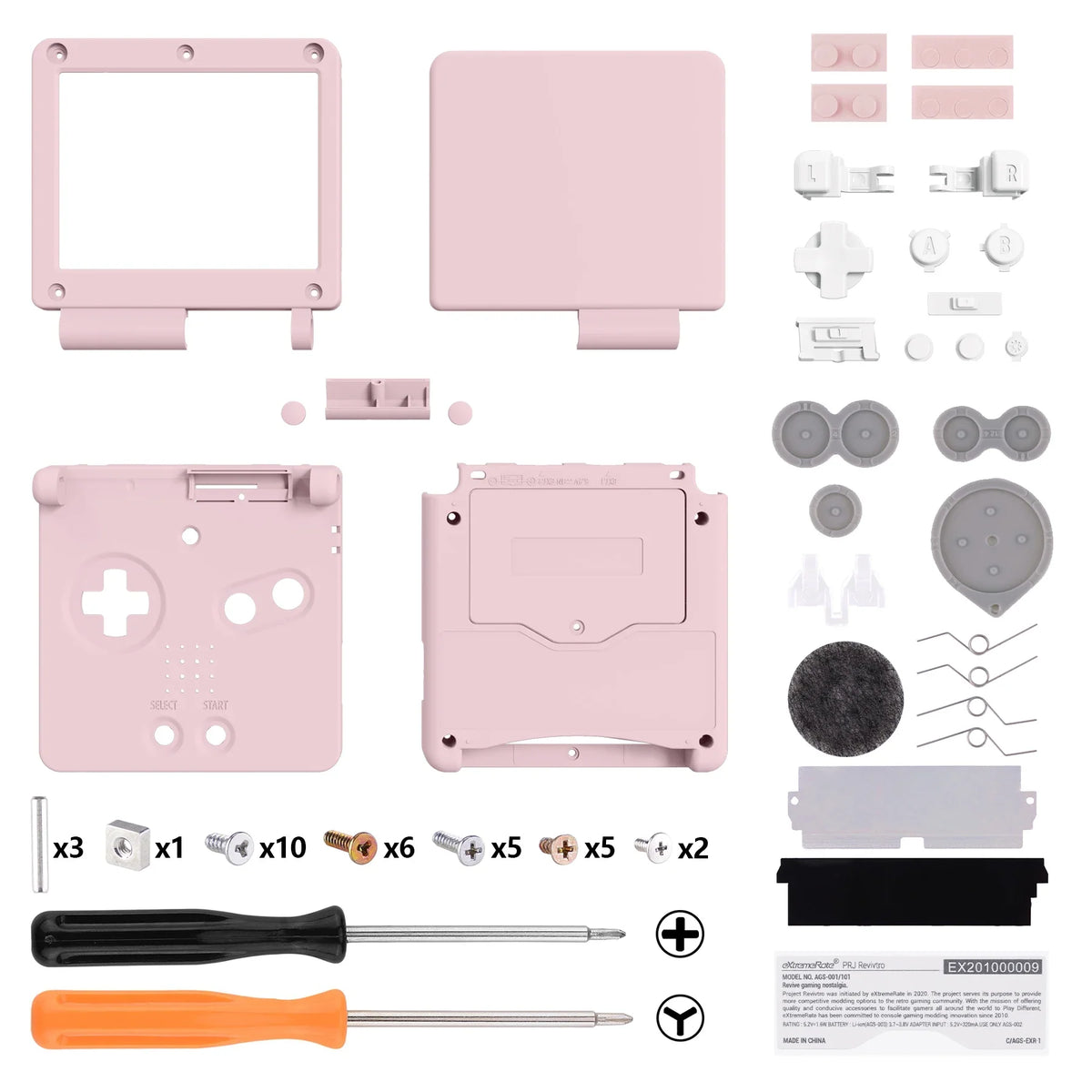 eXtremeRate Black Replacement Housing Shell for Gameboy Advance SP (GBA SP)