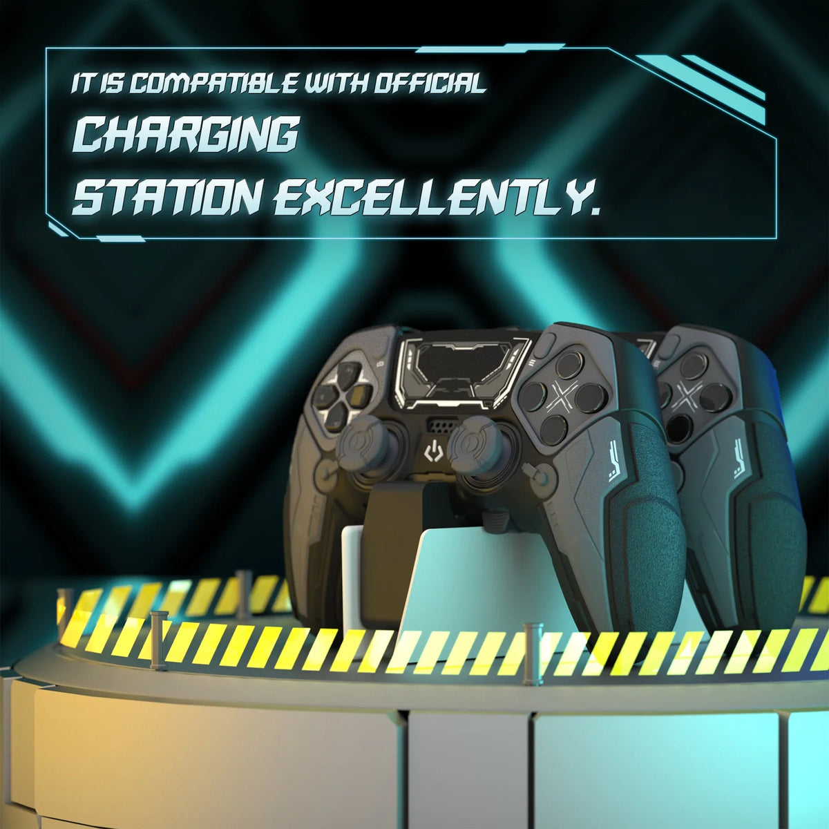 PlayVital Silicone Shockproof Case for PS5 Edge Controller - Stellar Mecha Anti-slip Grip Protector Cover with Joystick Caps