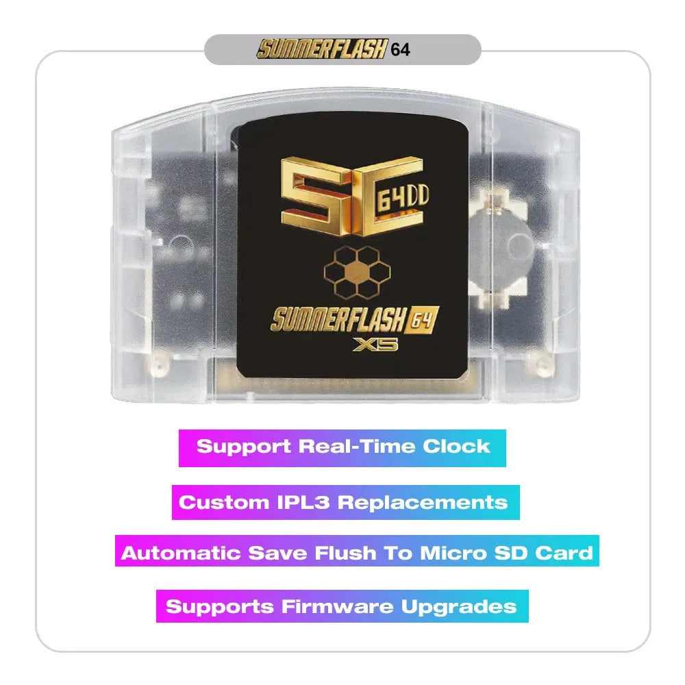 SC64 SummerflashX5 Gold Cart for N64DD, SNES, GBC Games