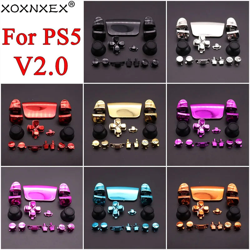 Chrome Button Set for PS5 Controller BDM-020 V2 with D-pad