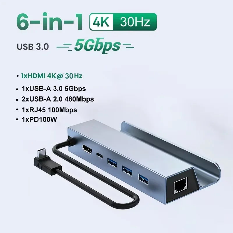 KEBIDUMEI 7 in 1 USB C Docking Station for Steam Deck NVMe SSD Enclosure Type C to 4K60Hz HDMI 100W PD Gigabit Ethernet Adapter