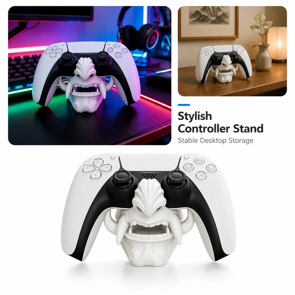 PS5 Controller Ghost Mask PLA Display Stand White Holder