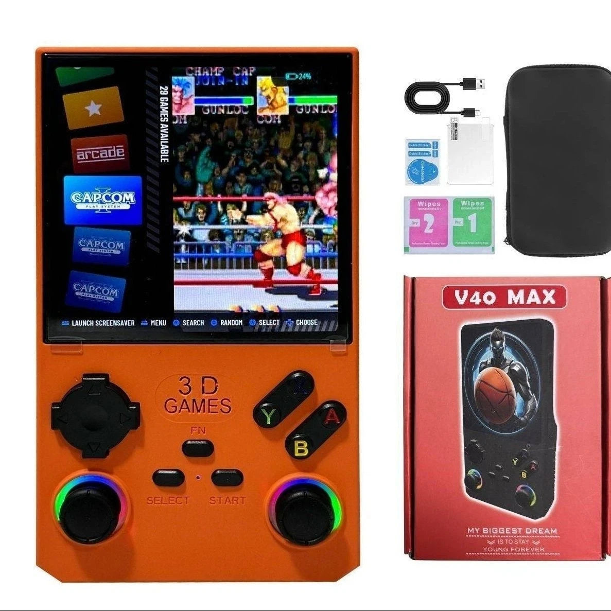 POWKIDDY V40 Retro Handheld Game Console 3.5/4-Inch IPS
