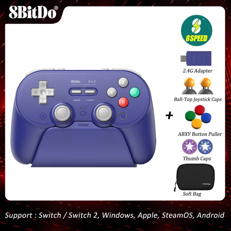 8BitDo Pro 3 Bluetooth Controller for Switch 1/2, TMR Sticks