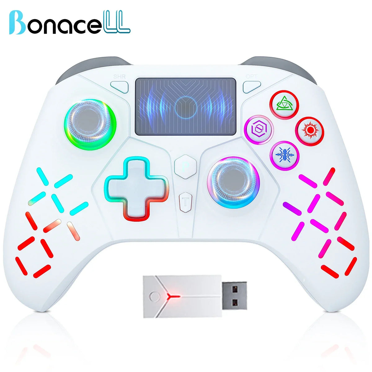 Bonacell Wireless Controller for PS5 PC Steam iOS, Turbo, 6-Axis