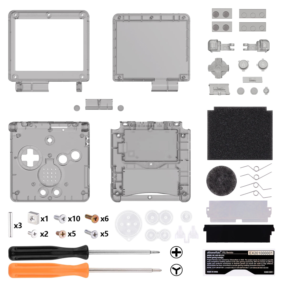 eXtremeRate Custom Replacement Housing Shell for Gameboy Advance SP (GBA SP) - Clear Series