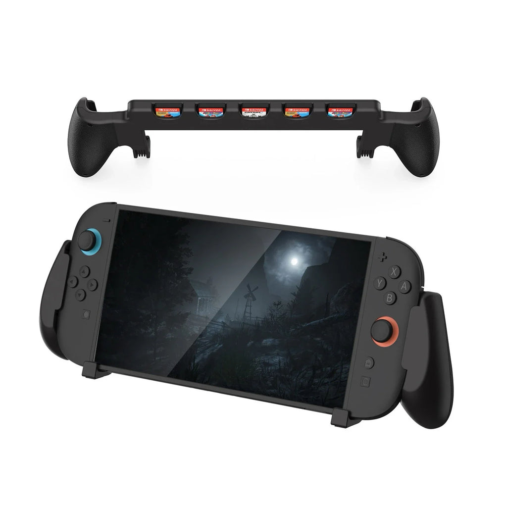 Ergonomic Grip Handle for Switch 2 with Game Card Slots Kickstand Compatible Protective Handheld Holder Comfortable Long Play