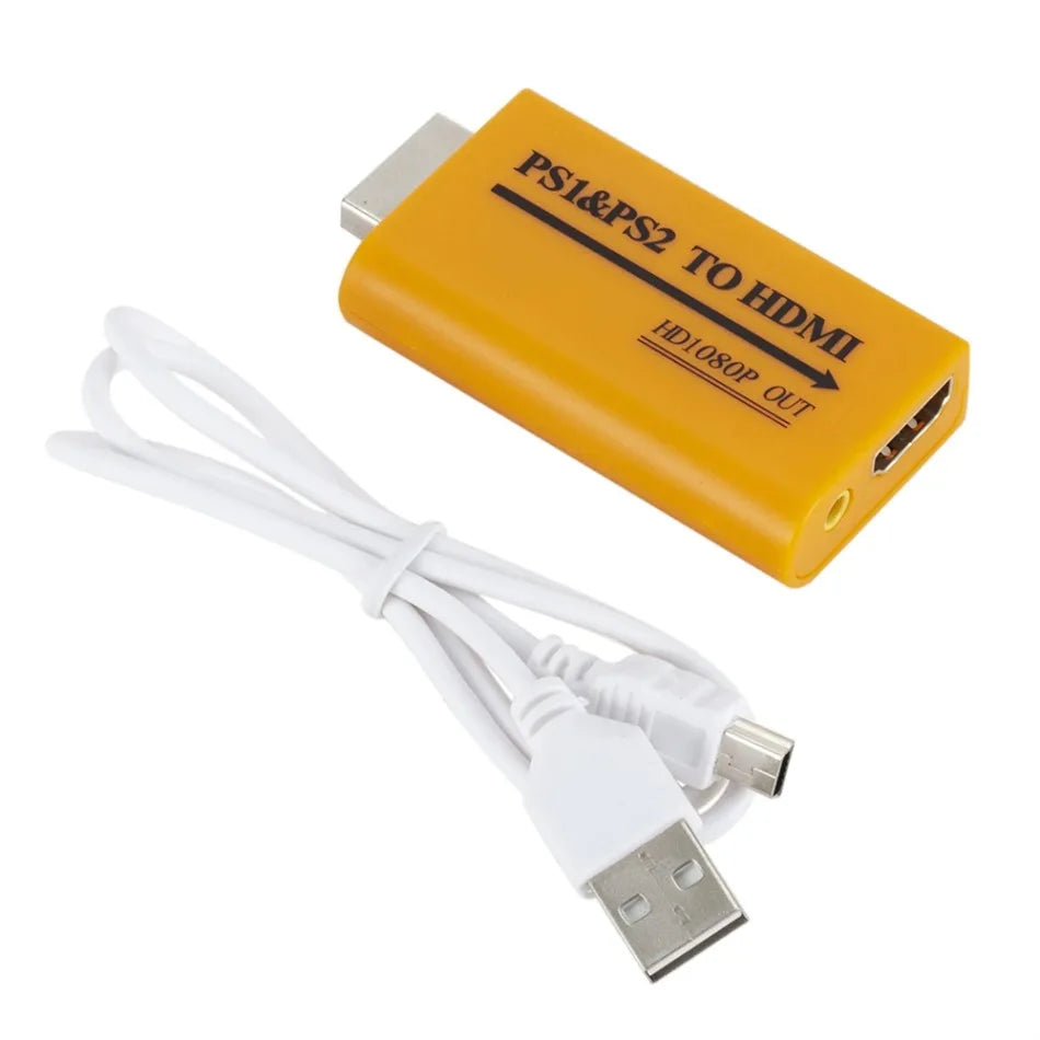 PS1/PS2 to HDMI Adapter Converter Up to 1080P Output For Monitor Projector Convert Video/Audio Game Plug and Play