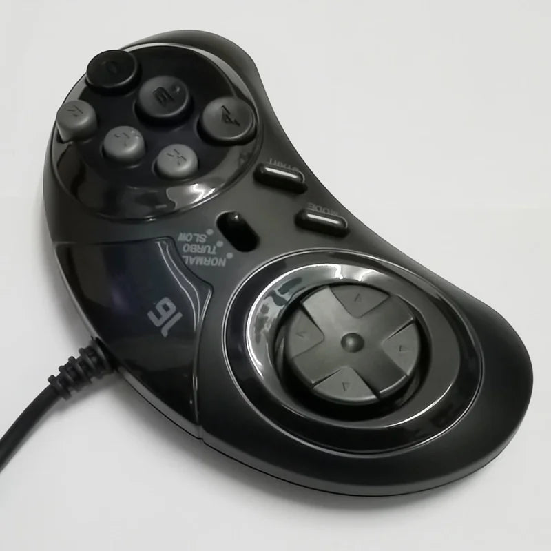 6-Button Wired Gamepad for Sega Genesis / Mega Drive, 16-Bit