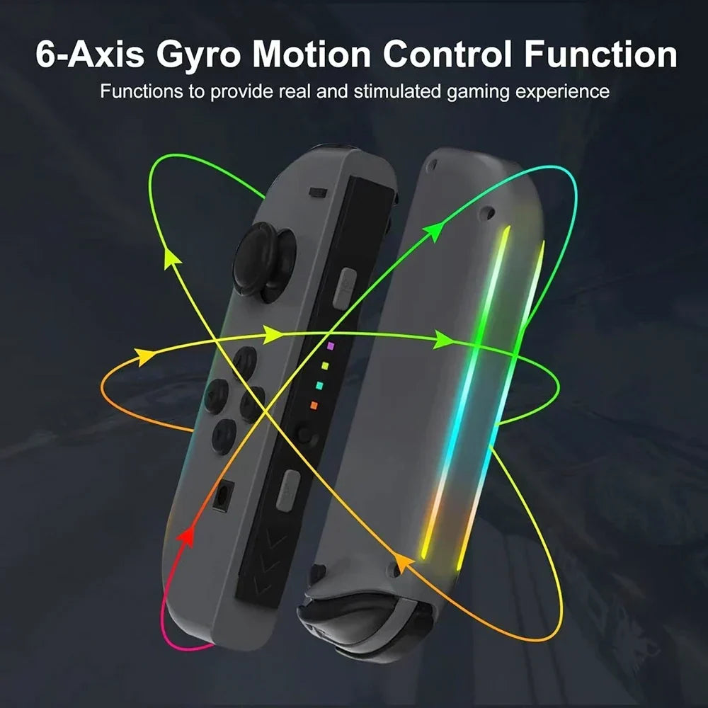 Wireless Game Joypad For Nintendo Switch Controller RGB Color Light Glare Vibration Six-axis Body Sense Joycon L/R Gamepad