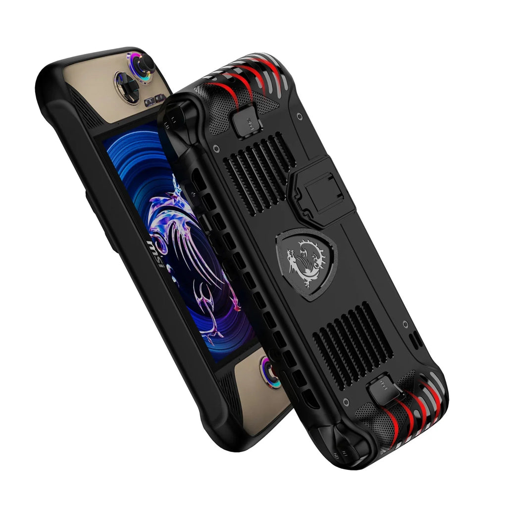 Shockproof Nylon Carry Bag TPU Protective Cover For MSI Claw 8 AI+ Handheld Game Console Portable Storage Hard Case Kickstand