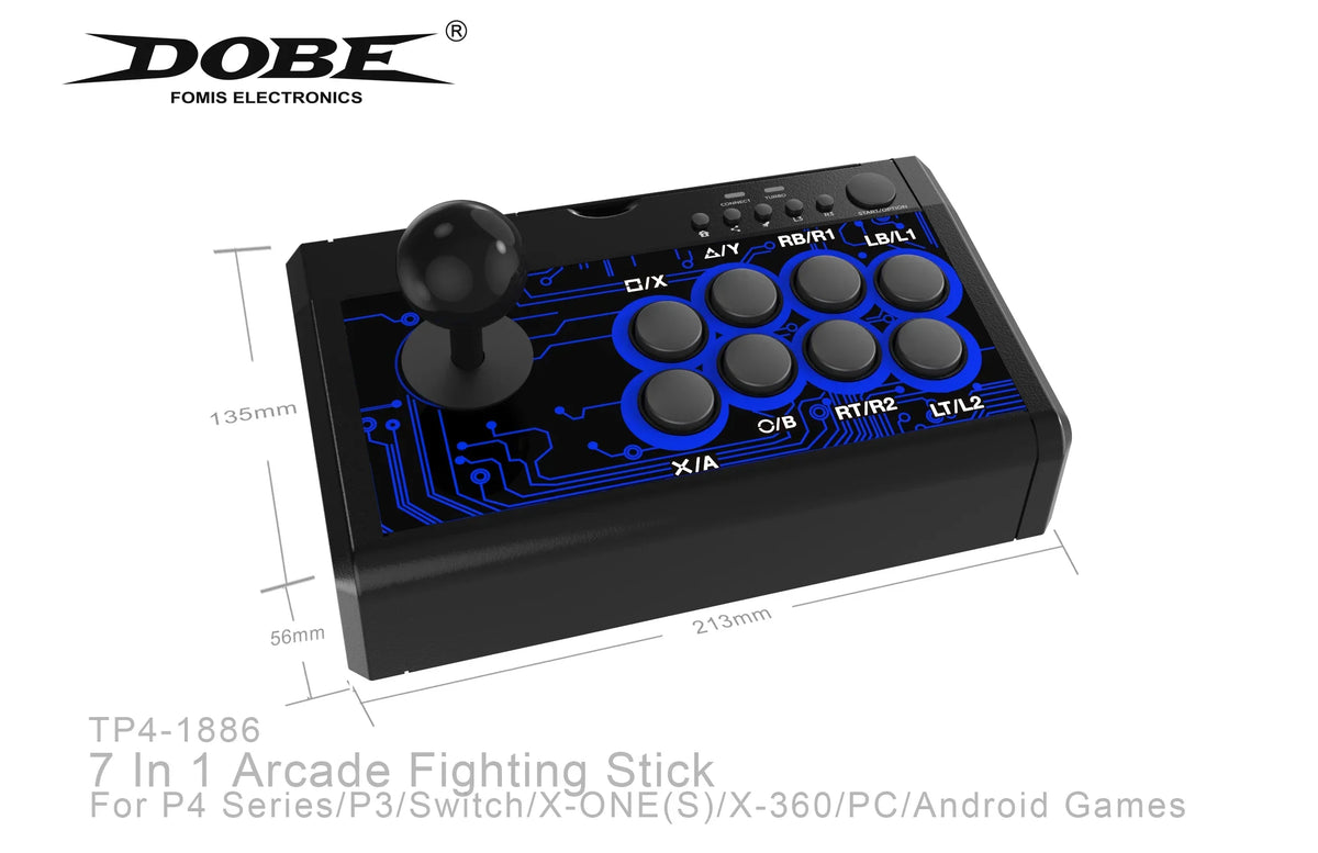 DOBE 7 in 1 USB Arcade Fight Stick for PS3, PS4, Xbox One, PC