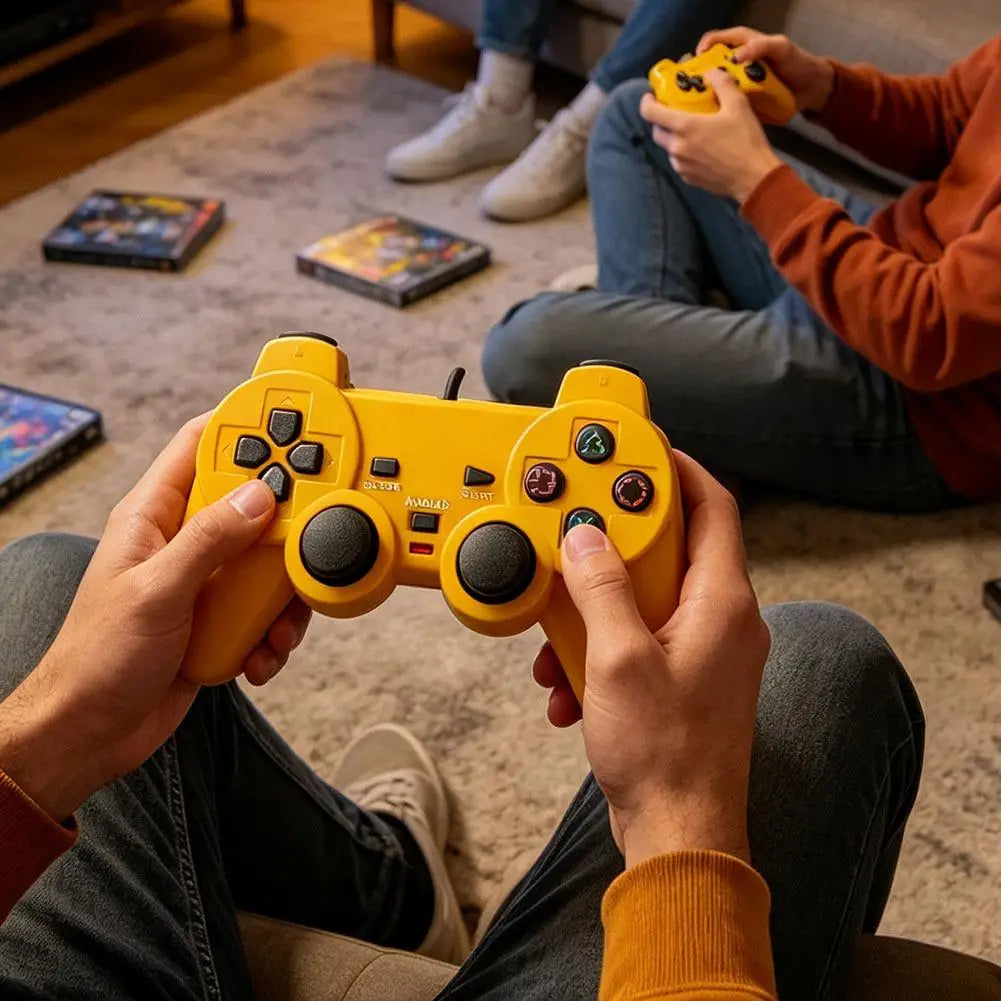 Wired USB Gamepad for PS, Transparent Dual Vibration