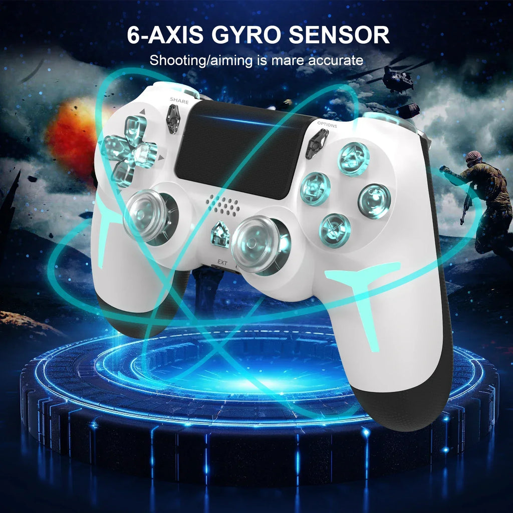 GAMINJA RGB Light Wireless Game Controller For PS4 PS3 Console Computer PC LED Bluetooth Gamepad 6-axis Gyroscope Dual Vibration