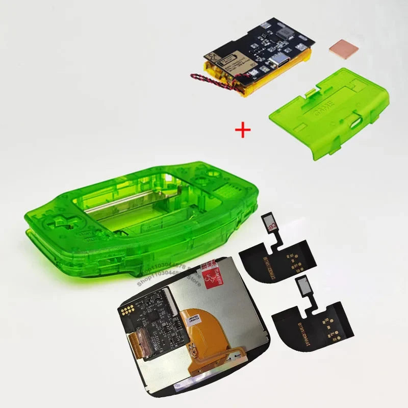 IPS V4 Pre Laminated Screen LCD Shell Kits 1800mAh Built-in Lithium Battery with Type C Charging Port Battery Cover For GBA