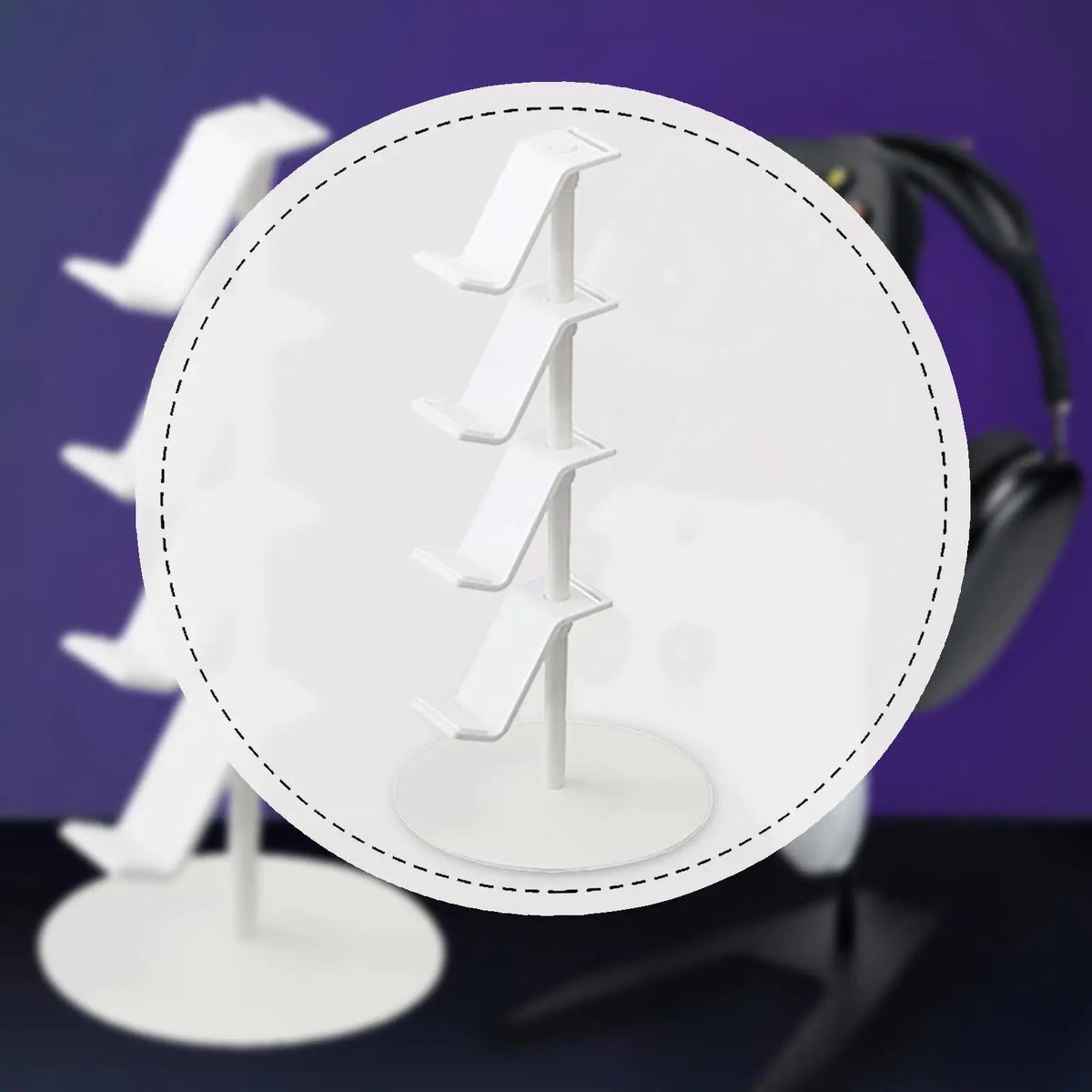 Four-Tier Controller and Headphone Stand, Adjustable Height Rack