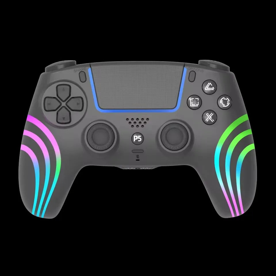 For PS5 Bluetooth Game Controller Hall Joystick Motion Sensing Vibration Wireless Controller With RGB Colorful Lighting Effect