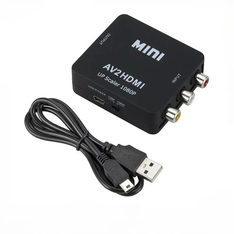 MnnWuu AV to HDMI Converter, AV to HDMI Adapter Support 720p/1080p for PS1/PS2/PS3/Xbox 360/WII/N64/SNES/STB/VHS/VCR/Blue-Ray