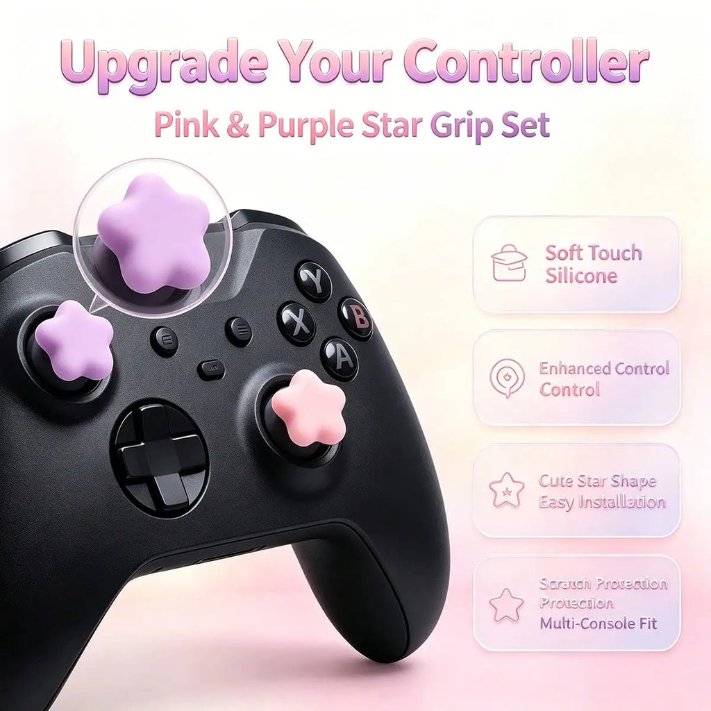 PCS Cute 3D Star Silicone Thumb Grip Caps, Joystick Protective Cover Compatible With Switch 2/Switch OLED/, P4, P5, Controller, Soft Anti-slip Game Console Joycon Accessories