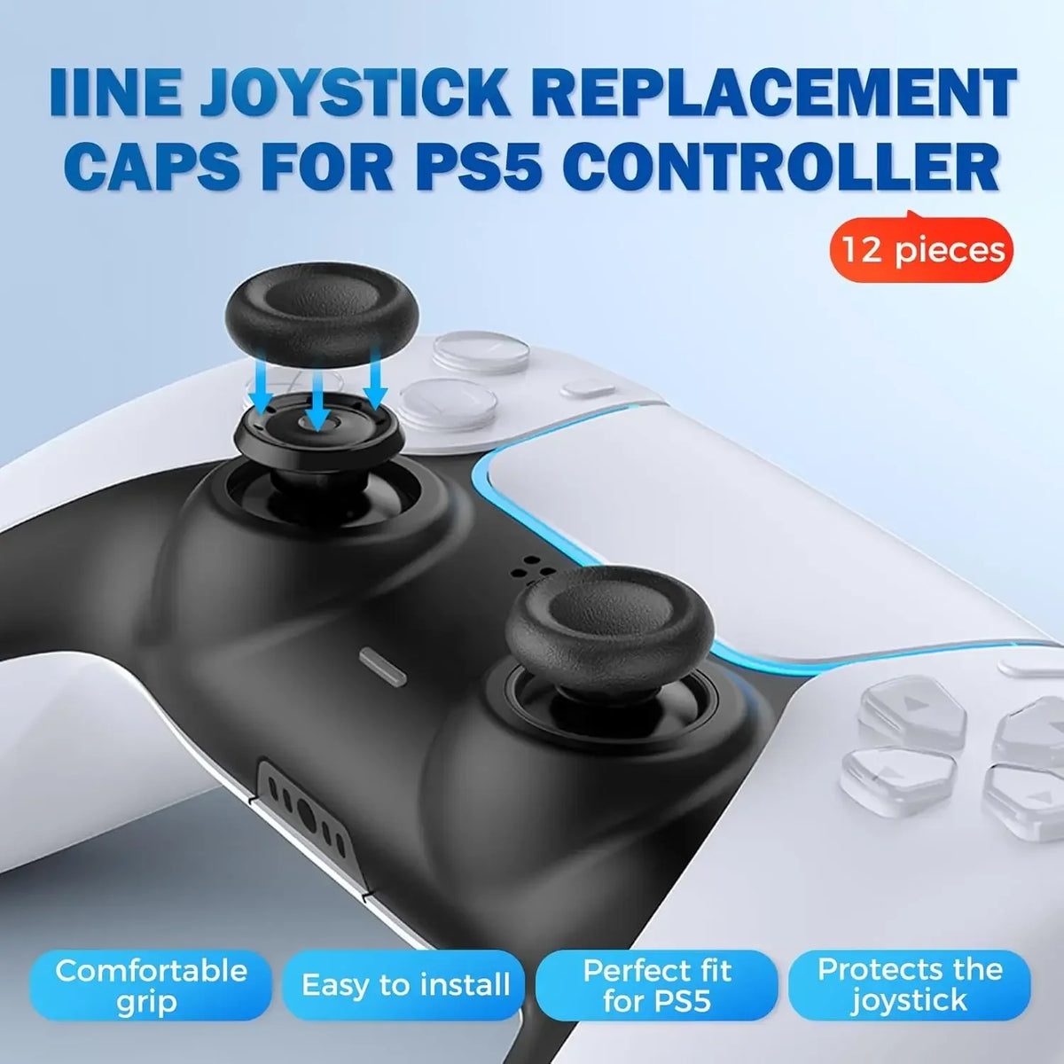 1-20Pair Joystick Replacement Grip Caps Anti-Slip Thumbstick Analog Stick Caps for PS5/PS4/Xbox 360 Series/8BitDo Controller