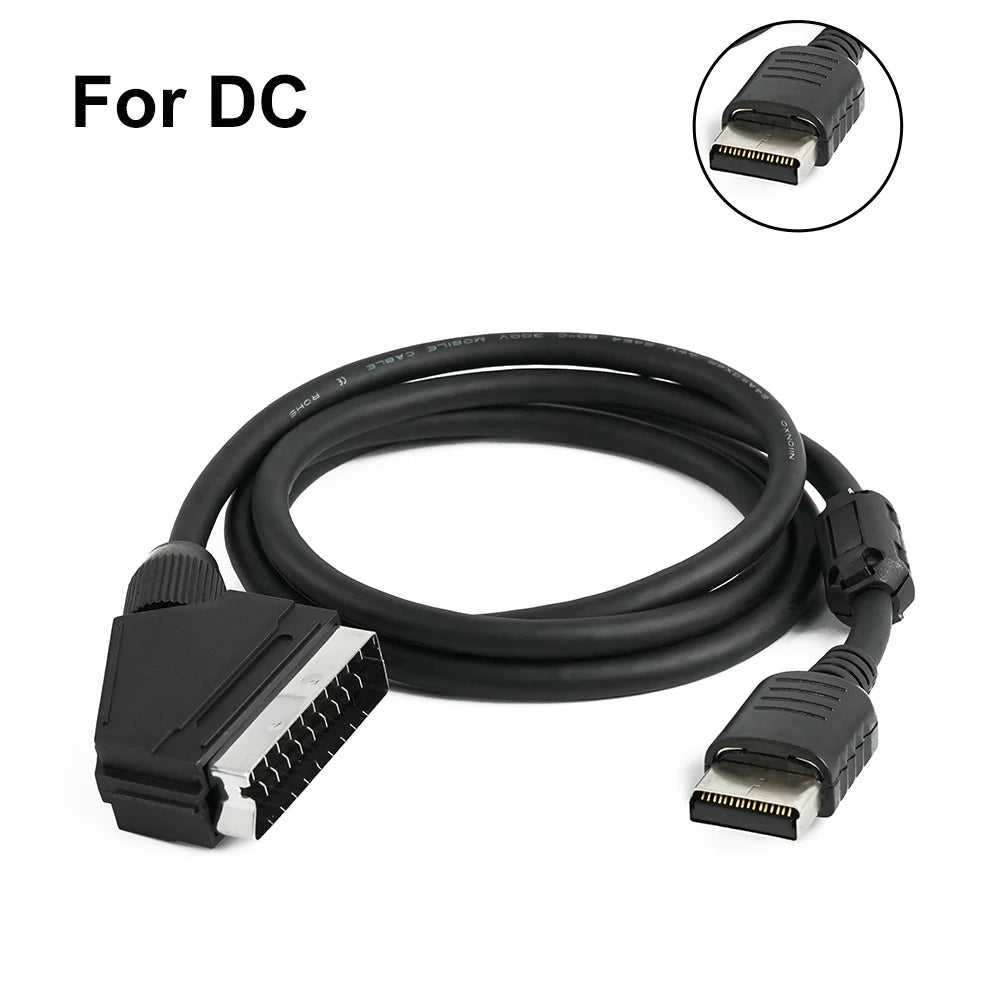 1.3m SCART Cable  TTL SYNC Singnal 24AWG  Professional Audio and Video Connection Solution For Dreamcast N64 SNES SFC