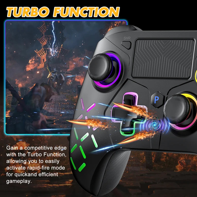 Controller For PS5/PS4/PS3/Steam/PC RGB Wireless Control Joystick Hall Linear Trigger Gamepad Turbo Dual Vibration Game Remote