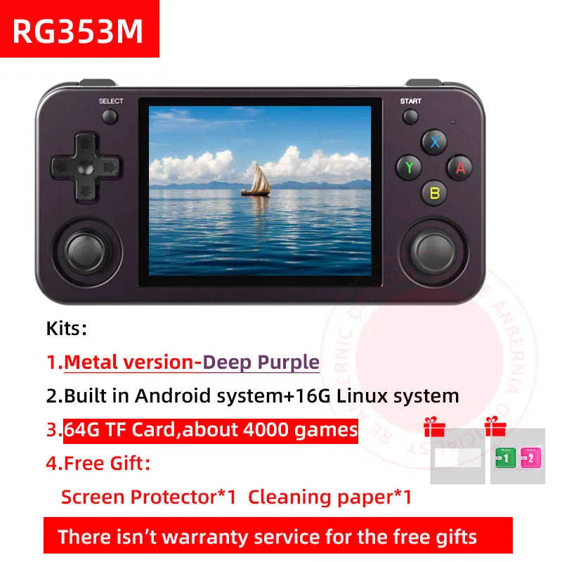 ANBERNIC RG353M Handheld Game Console Aluminium Alloy CNC Support Dual OS Android 11+Linux, 5G WiFi 4.2 Bluetooth 3.5 Inch IPS