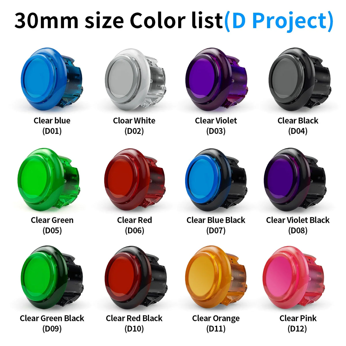 Qanba Gravity KS Silent Arcade Push Button 24mm/30mm Snap-in