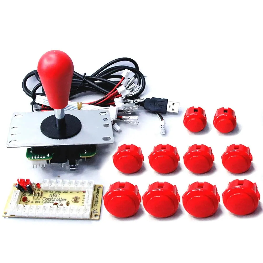Arcade DIY Kit 8-Way Joystick Buttons USB Encoder, 1P/2P for PC
