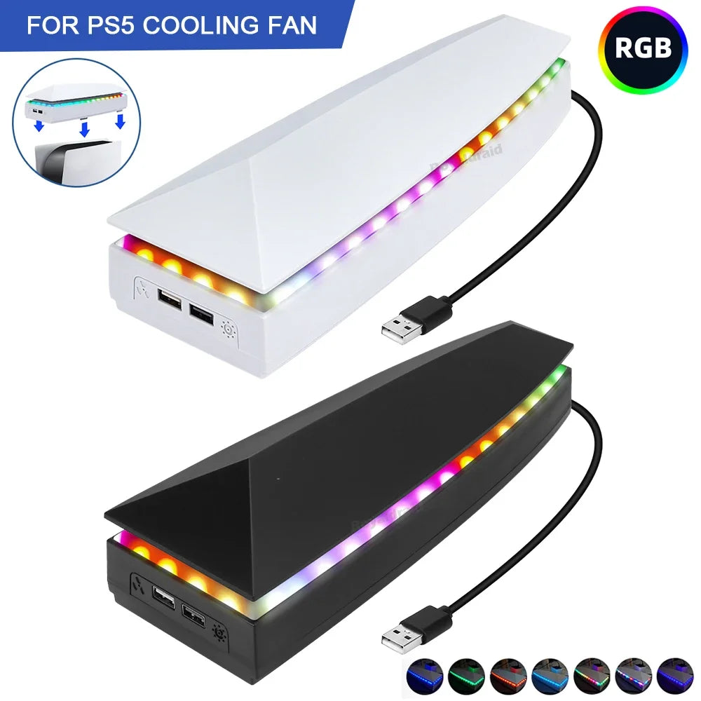PS5 Cooling Fan Base with RGB Lighting and Dust Cover