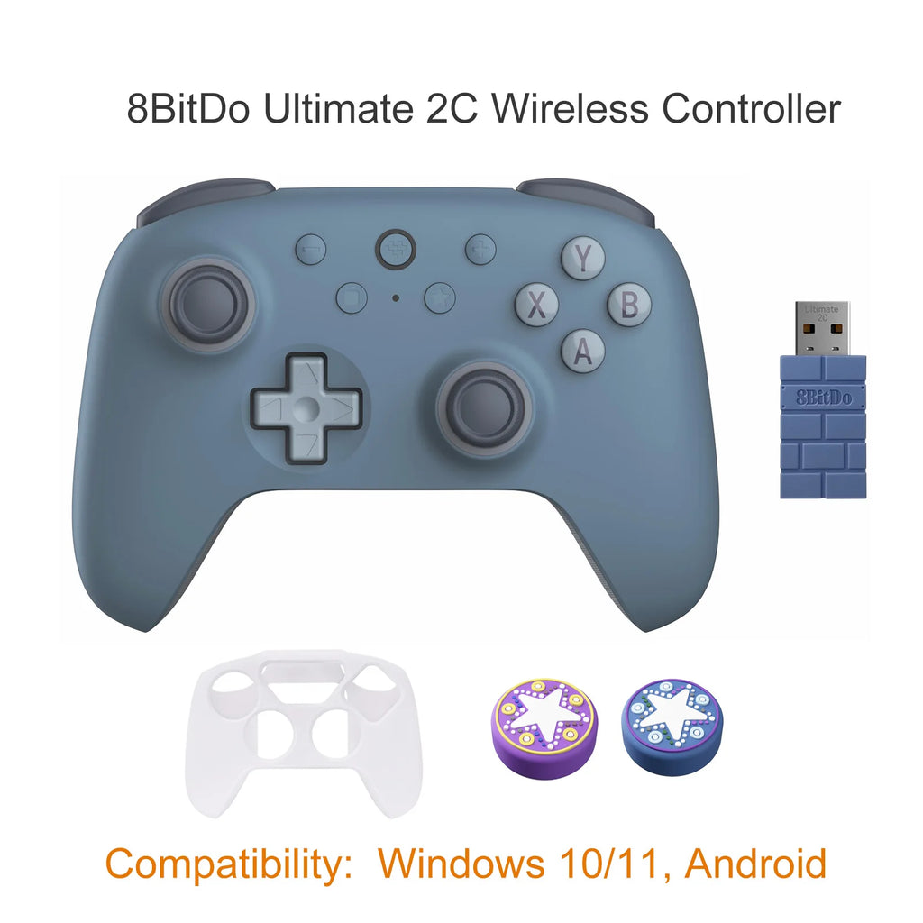 8BitDo Ultimate 2C Wireless Gaming Controller with Hall Effect Joystick for Windows 10/11 Android-New Transparent Black Edition