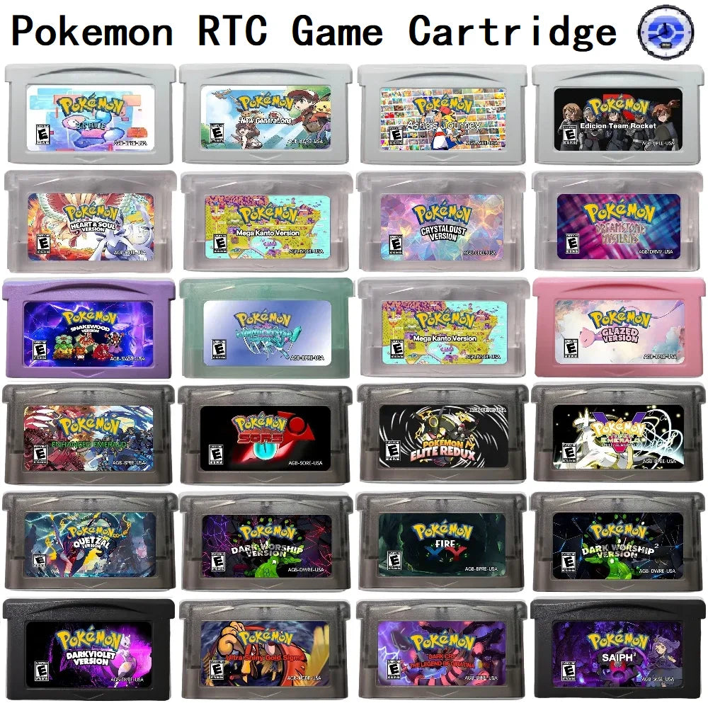 Pokémon GBA RTC Reproduction Cartridge, English Game Versions