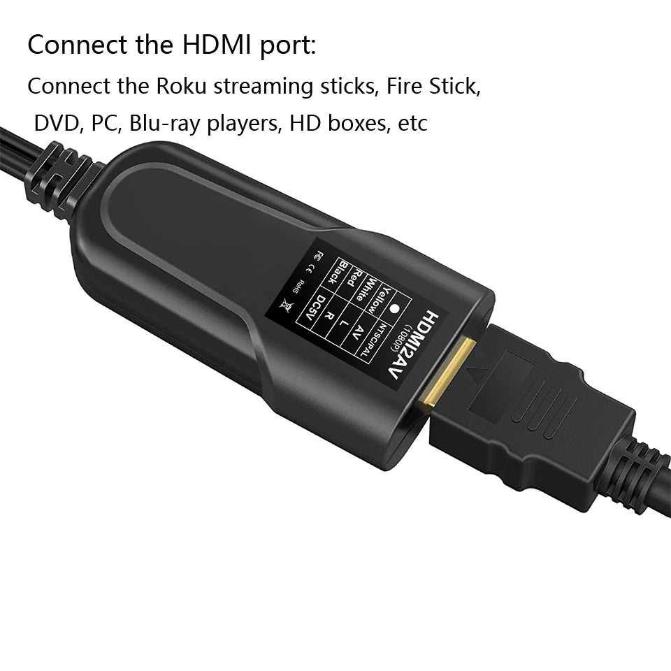 HDMI To RCA CVBS  AV HD Video Converter Box HD 2AV HD to RCA AV/CVSB L/R Video 1080P Mini Adapter Support NTSC PAL for PS3/PC/VC