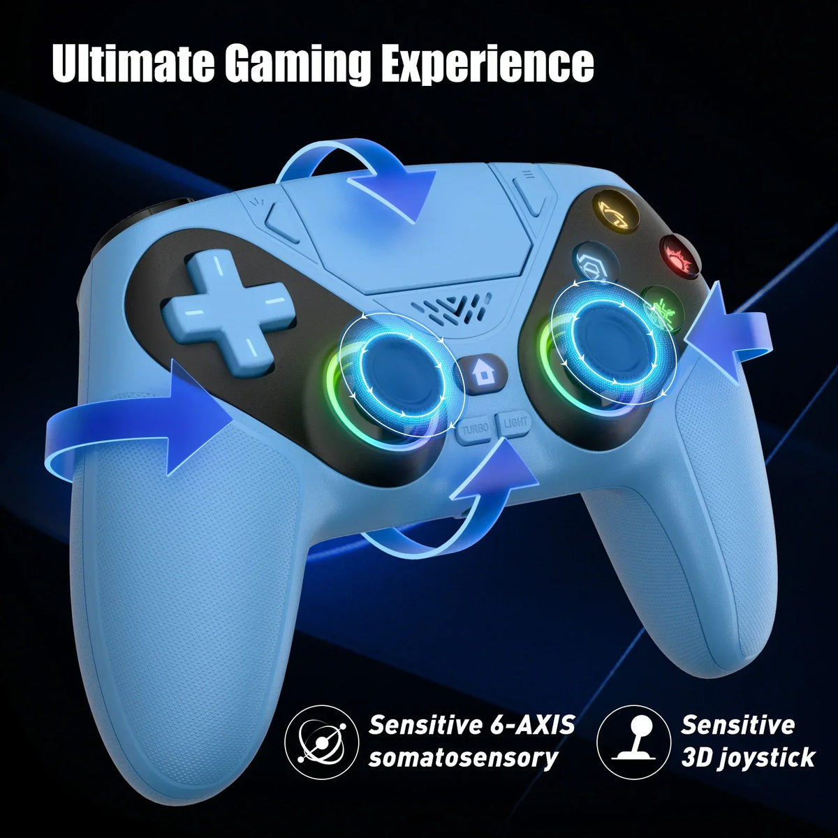 Controller for PS5 Pro/Slim, Hall Effect Triggers, RGB, Turbo