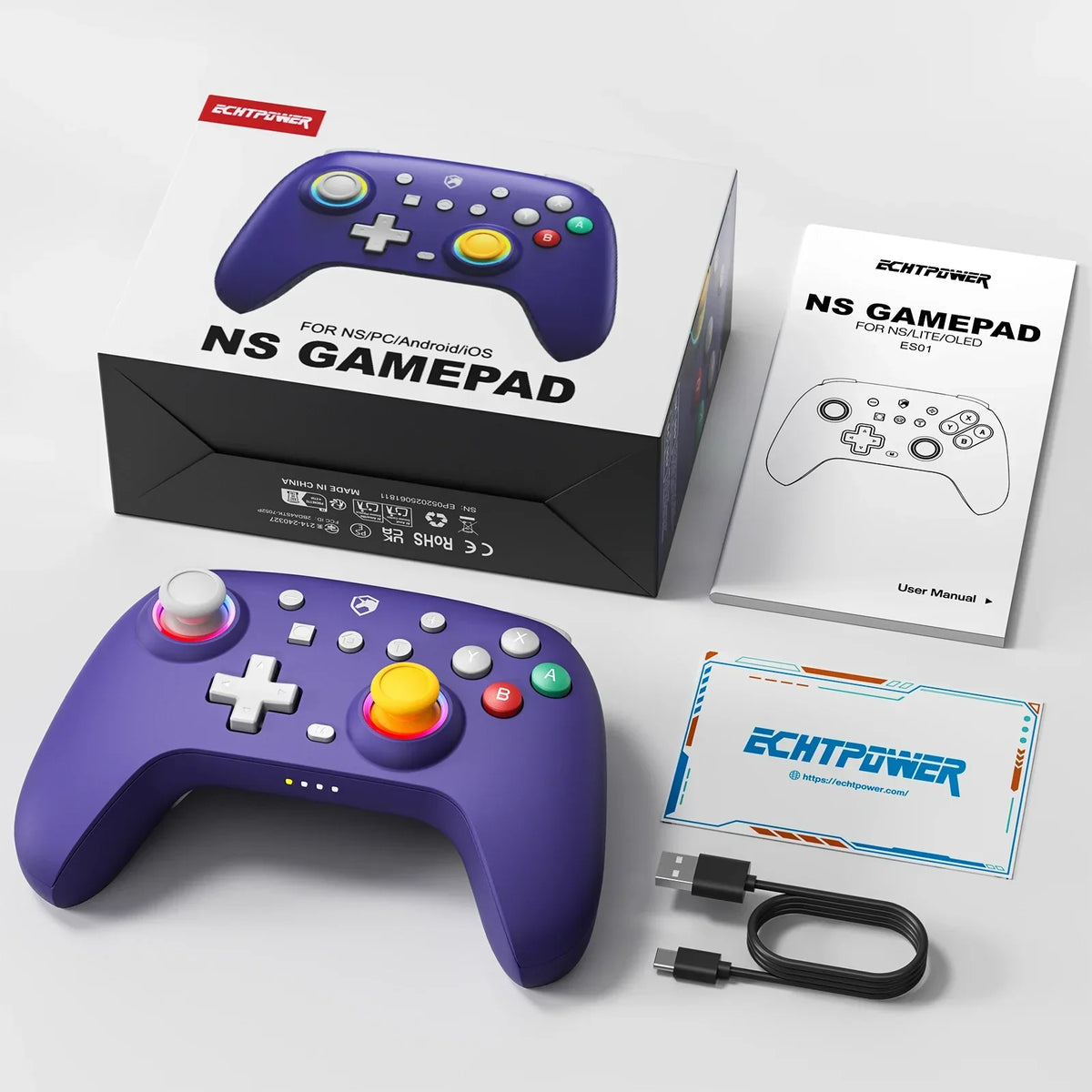 ECHTPower Wireless Gamepad Controller for Switch2/PC - Joystick for Video Game Consoles And Accessories