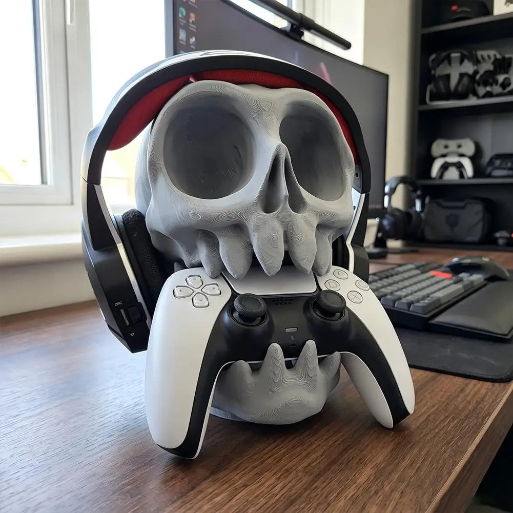 Gothic Skull Design Game Controller Stand Multifunctional Headset Holder Desktop Gaming Accessories Display Rack