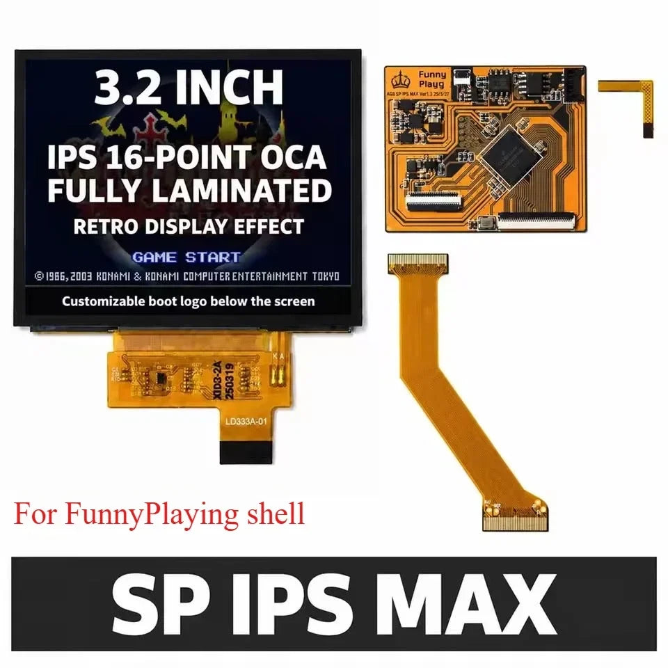 FunnyPlaying IPS V5 LCD Kit for GBA SP, 3.2" Laminated 960x640