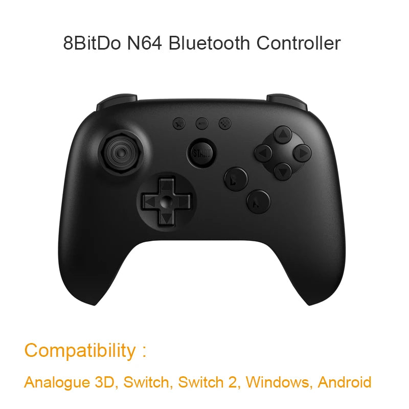 8BitDo N64 Bluetooth Controller for Analogue 3D, Nintendo Switch, Switch 2, Gaming Joystick Gamepad for Windows and Android