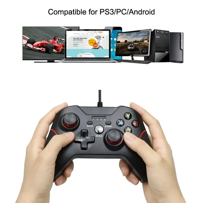 Wired USB Gamepad for PS3, PC & Android, Vibration, 1.8M Cable