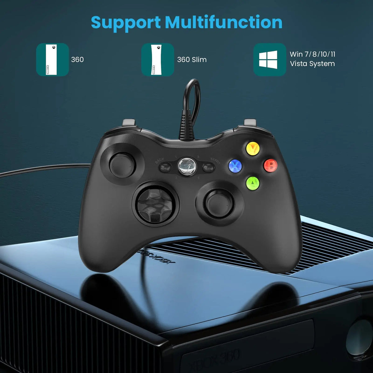 Bonacell Wired Controller for Xbox 360 & Slim, PC, Dual Vibration