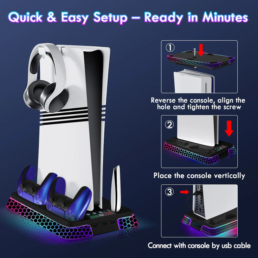 ipega YH66S Cooling Stand for PS5, PS5 Slim & PS5 Pro with RGB