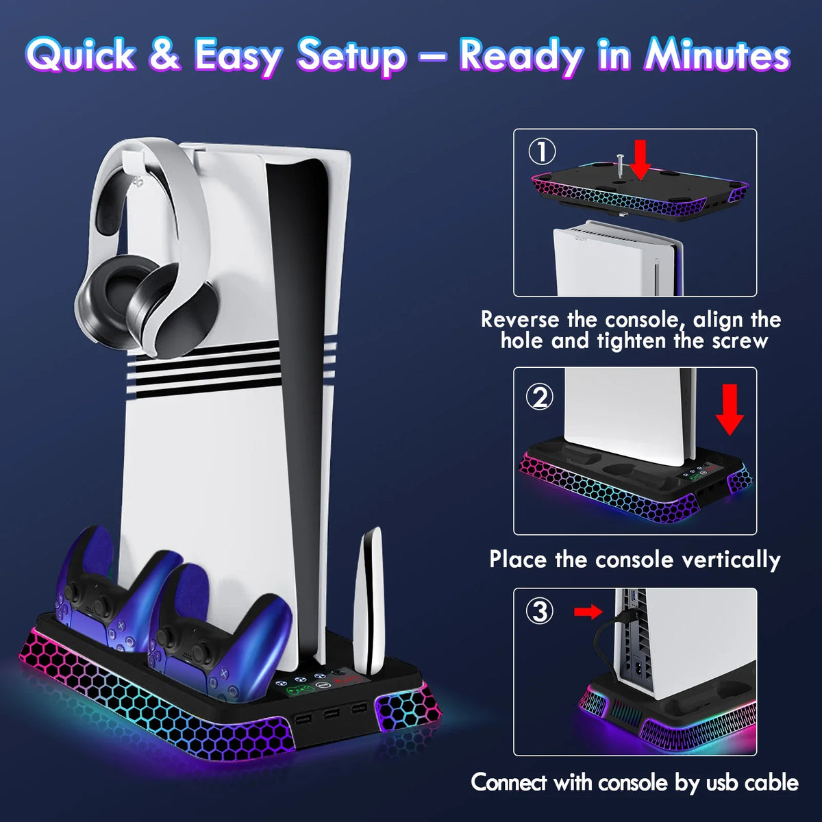 ipega YH66S Cooling Stand for PS5, PS5 Slim & PS5 Pro with RGB