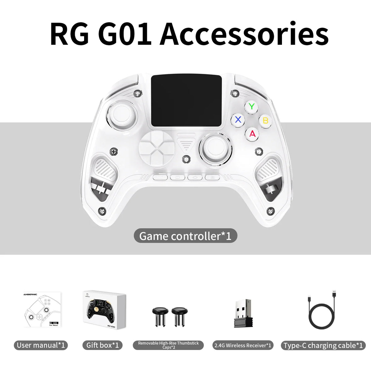ANBERNIC RG G01 Controller, Hall Effect Gamepad with IPS Screen