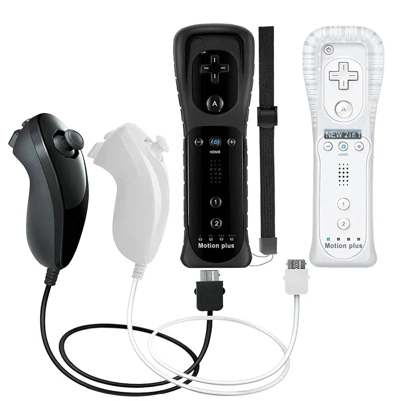 2 in 1 For Nintendo Wii Controller Set Optional Motion Plus Joystick Wireless Remote Gamepad with Silicone Case Video Game