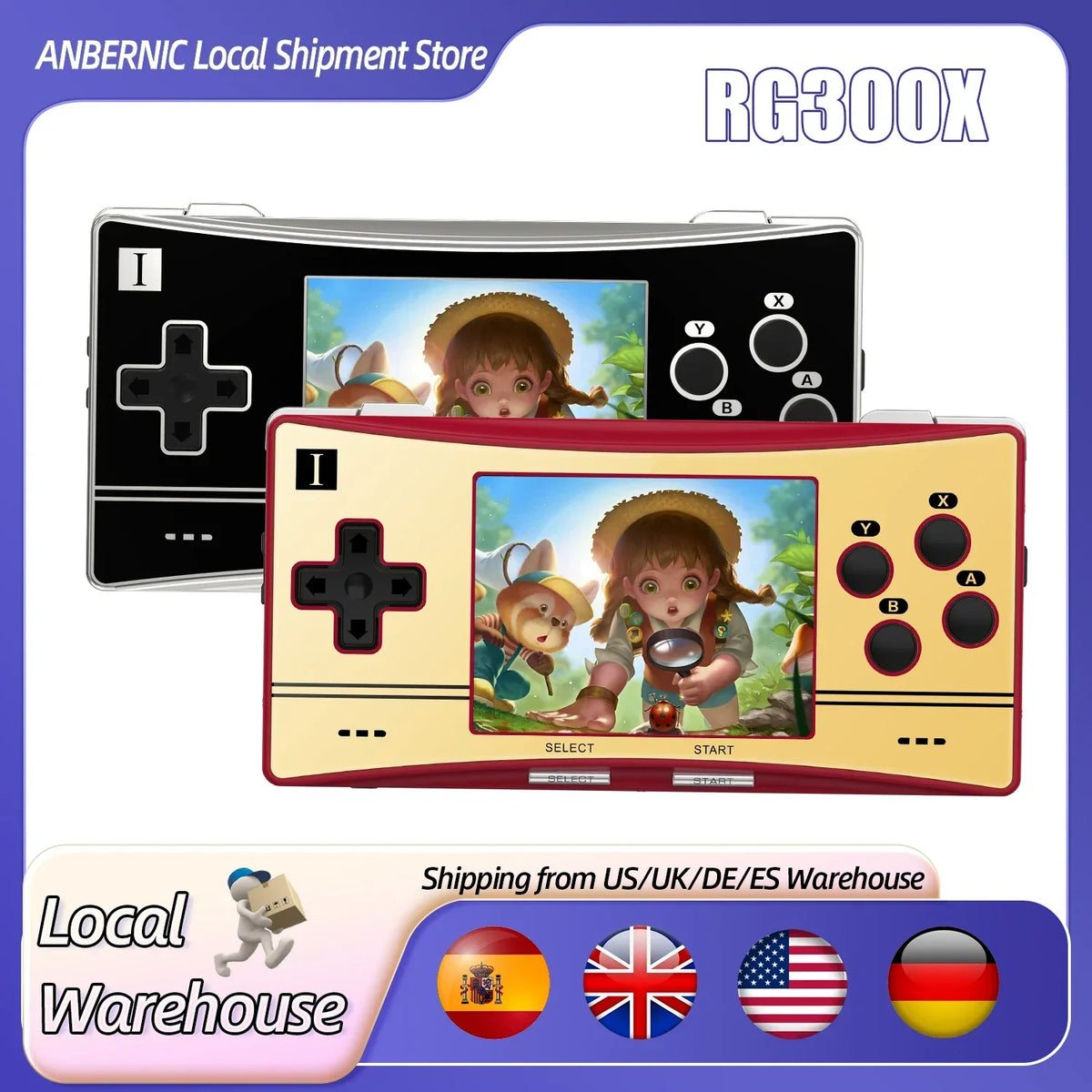 ANBERNIC RG300X Handheld Console with 64G TF Card, 5000 Games