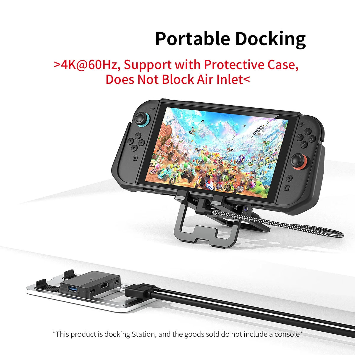 Foldable Gaming Docking Station for ROG Ally, for Switch 2, for Steam Deck, Ultra Slim ,4K 60Hz HDMI PD 100W USB3.2 Travel Dock