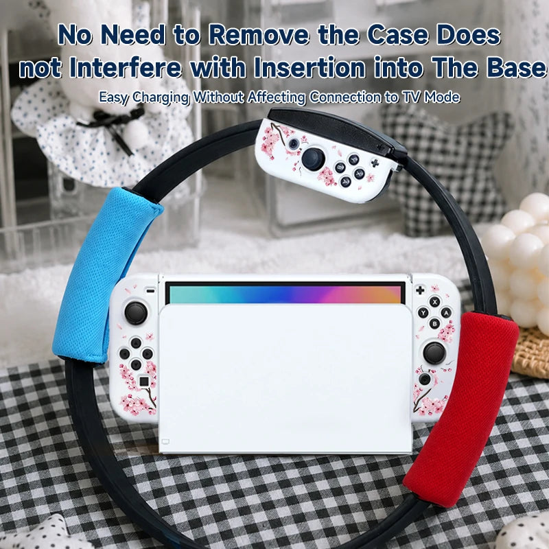 Soft TPU Case for Nintendo Switch OLED & Switch, 4 Thumb Grips